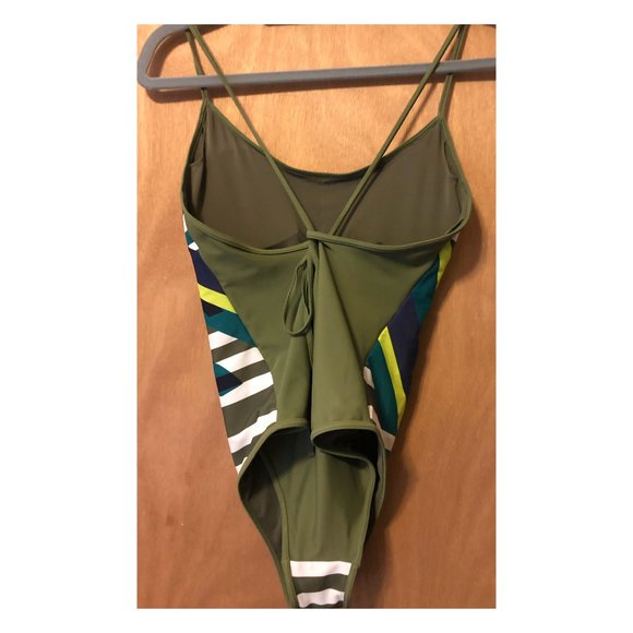 Aerie Striped Palm Tree Print One-Piece Swimsuit - Picture 3 of 5